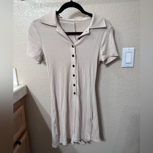 Cream button down romper